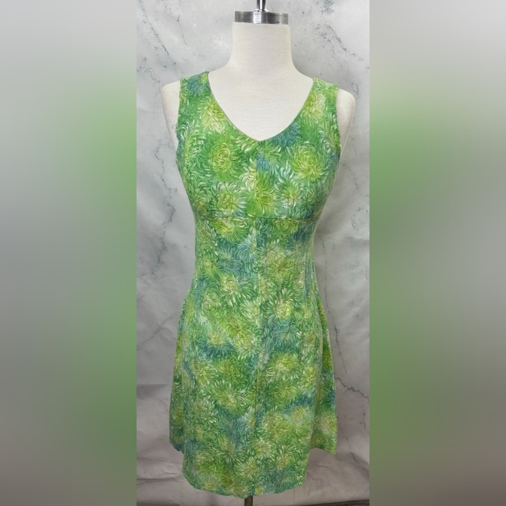 Sleeveless Green Floral V-Neck Women's Dress